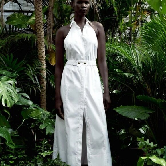 ZARA WOMAN MIDI HALTER DRESS IN WHITE.  SZ S - Picture 1 of 4
